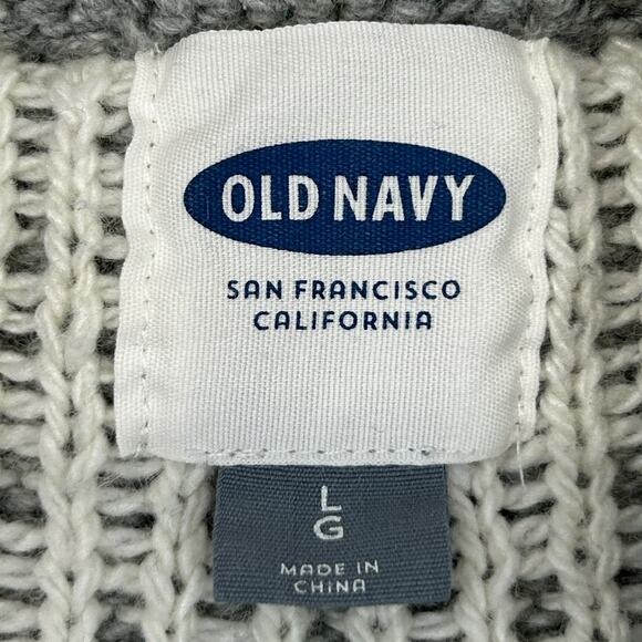 Gap Cardigan Sweater Mens L Large Gray Fair Isle Shawl Collar Wool Blend Winter - Picture 5 of 7